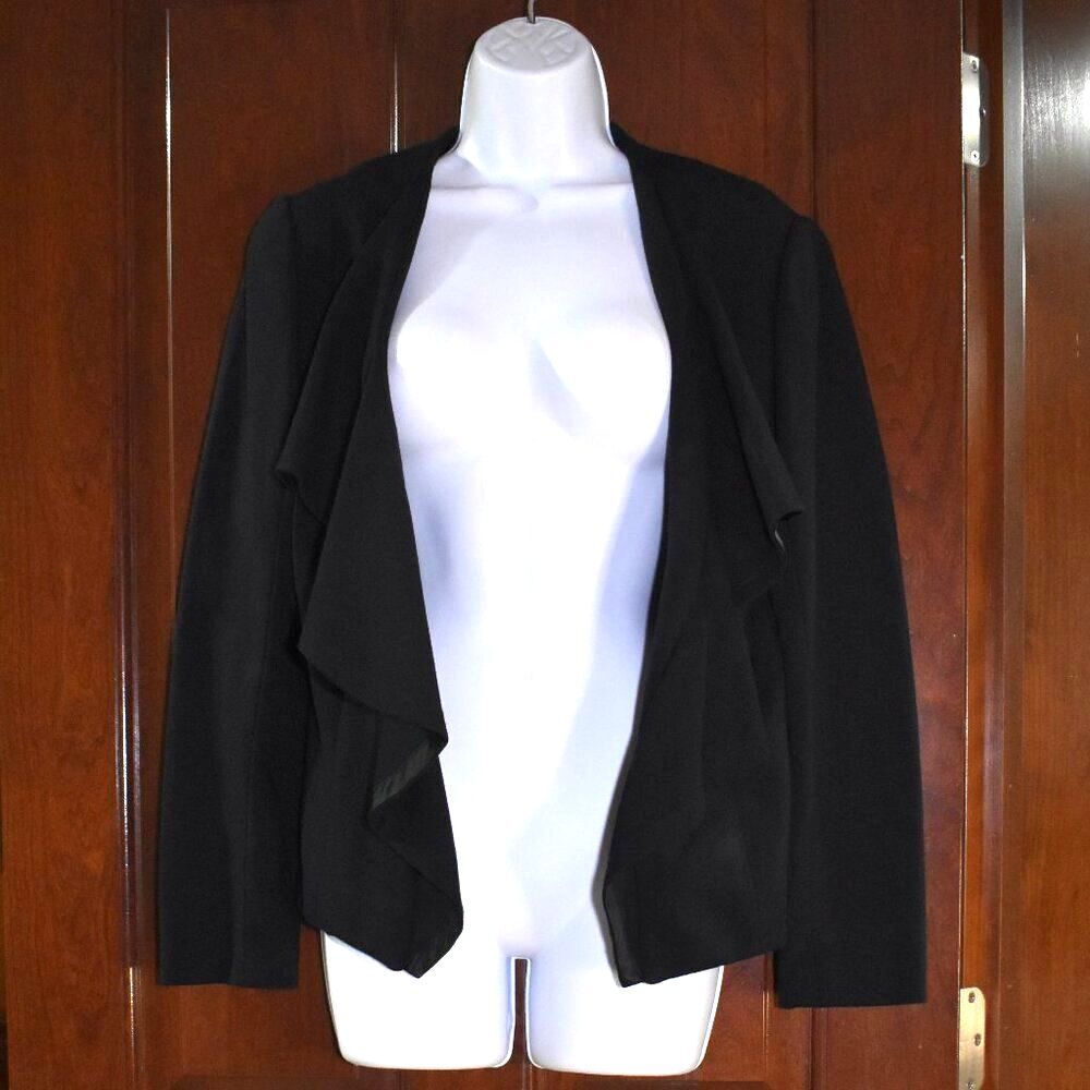 Vintage Cache Black Open Front Blazer Women’s 8 Ruffled Dressy Suit Jacket - Picture 7 of 15